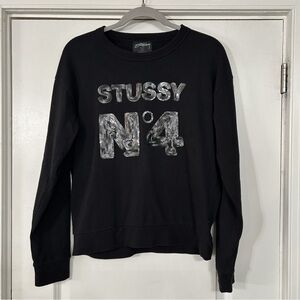 Stussy Black Crewneck with Silver Logo Size XL